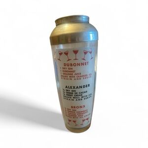 Vintage 1960’s 10 in Cocktail Recipe glass Shaker w/aluminum lid